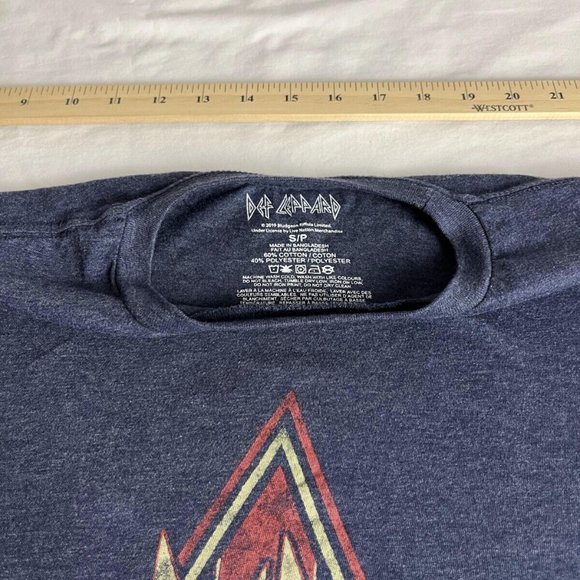 Def Lepperd T-Shirt Women Small Blue Crew Neck Graphic Cotton Blend Short Sleeve - Picture 3 of 10